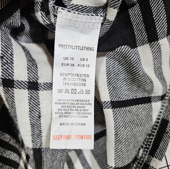 Pretty Little Thing Oversized Button Up Flannel Shirt Dress,Black/White, 6 - Picture 9 of 13